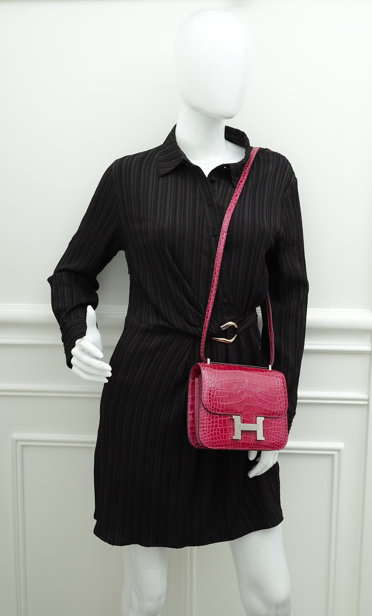 Hermes Rose Pourpre Shiny Alligator Constance 18 Bag-Hermes-THE CLOSET