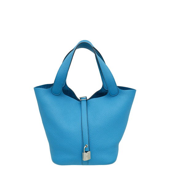 Hermes Bleu Frida Picotin Lock 22 Bag