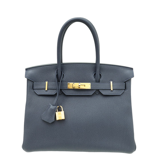 Hermes Bleu Nuit Retourne Birkin 30 Bag