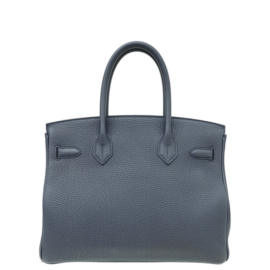 Hermes Bleu Nuit Retourne Birkin 30 Bag