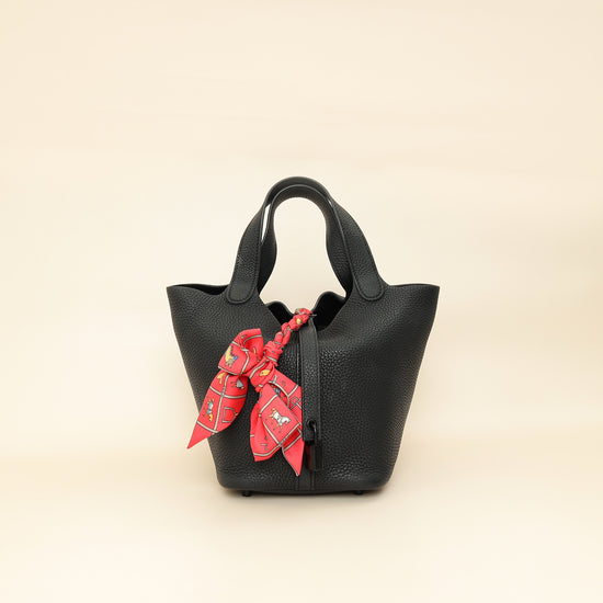 Hermes Monochrome Picotin Lock 18 Bag W/ Twilly