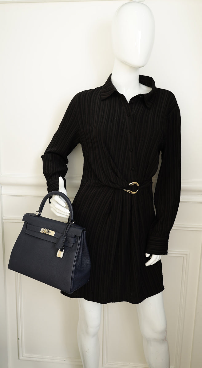 Hermes Bleu Nuit Retourne Kelly 28 Bag
