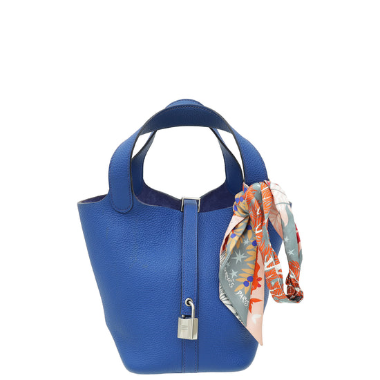 Hermes Bleu Royal Picotin Lock 18 Bag W/ Twilly