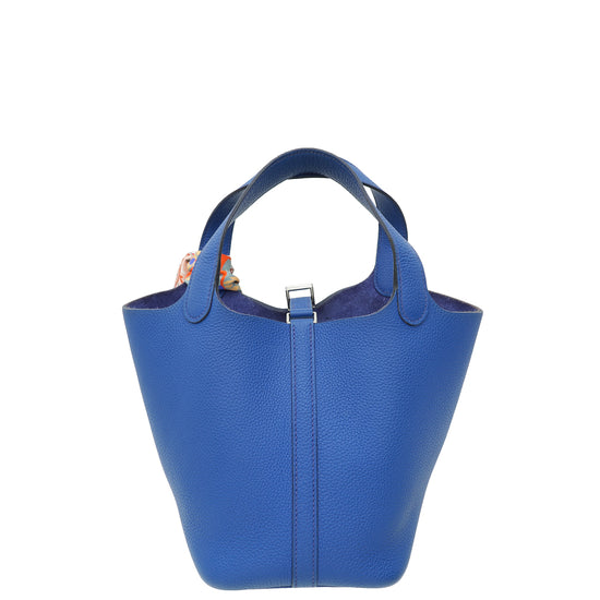 Hermes Bleu Royal Picotin Lock 18 Bag W/ Twilly