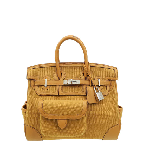 Hermes Sesame Toile Goeland Swift Cargo Birkin 25 Bag