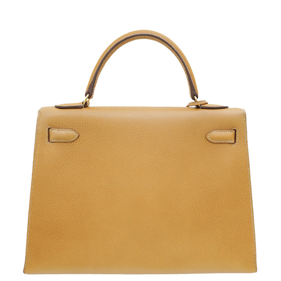 Hermes Naturelle Ardennes Vintage Sellier Kelly 32 Bag