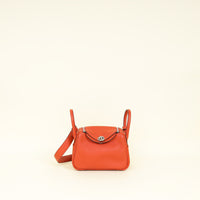 Hermes Terre Battue Capucine Verso Mini Lindy Bag