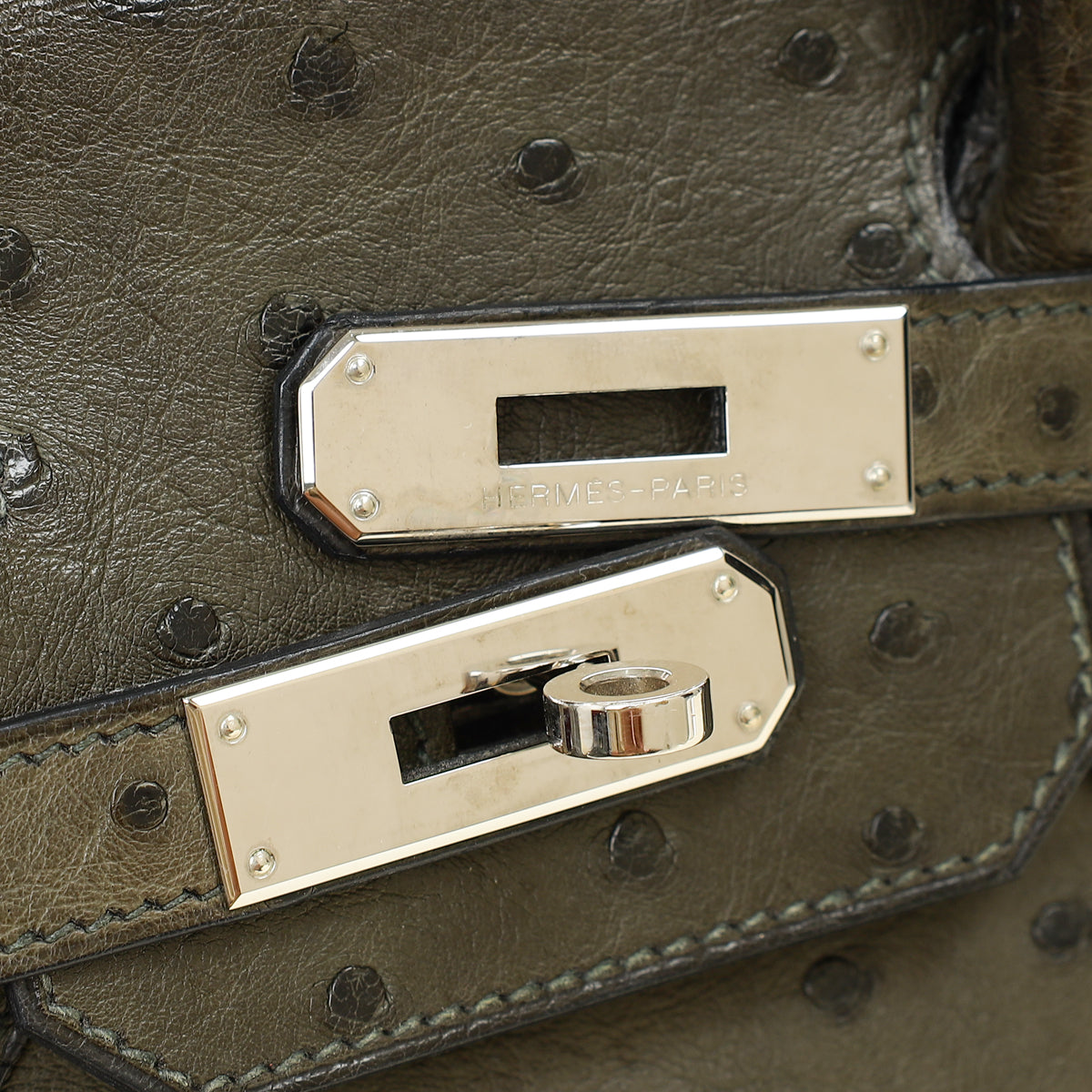 Hermes Vert Olive Ostrich Birkin 30 Bag