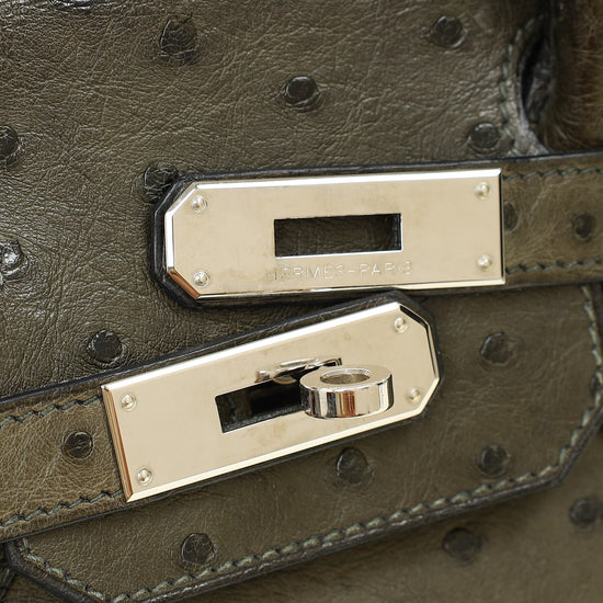 Hermes Vert Olive Ostrich Birkin 30 Bag