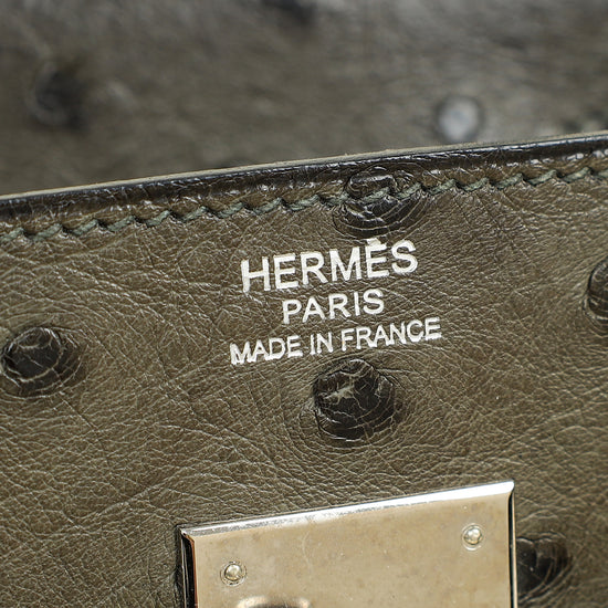 Hermes Vert Olive Ostrich Birkin 30 Bag