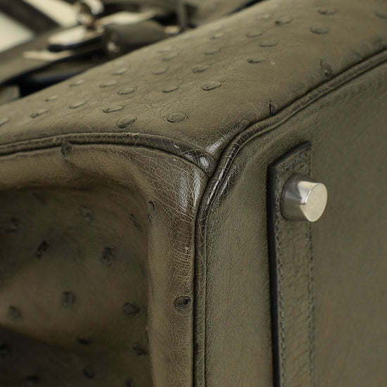 Hermes Vert Olive Ostrich Birkin 30 Bag