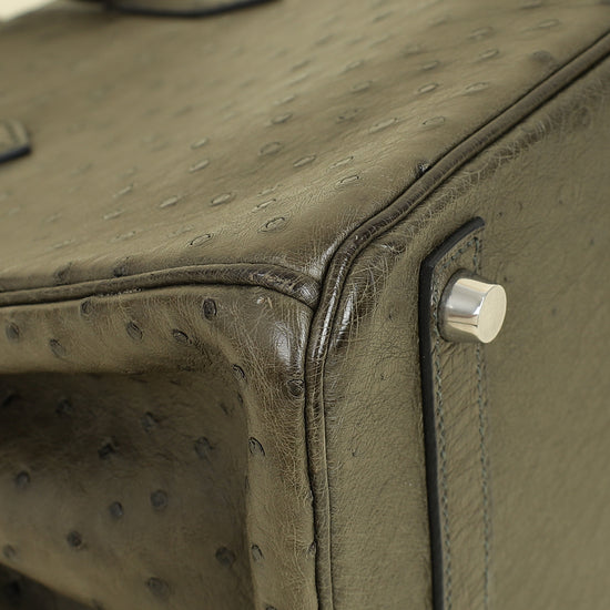 Hermes Vert Olive Ostrich Birkin 30 Bag