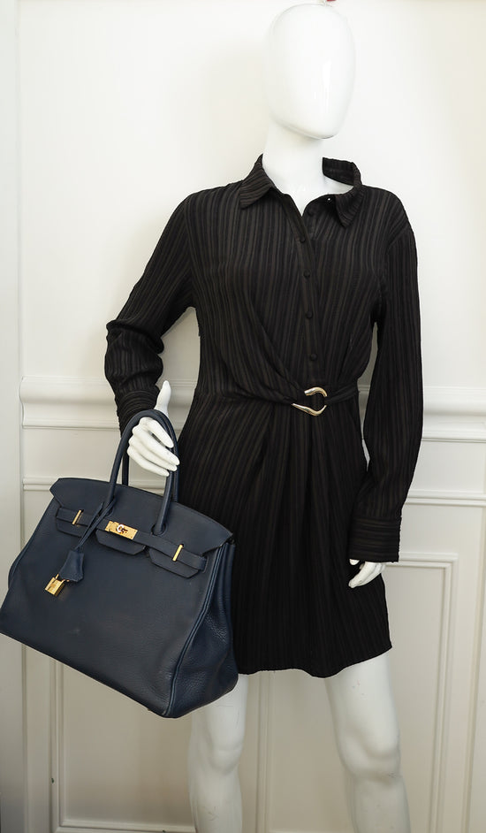 Hermes Bleu de Prusse Retourne Birkin 35 Bag