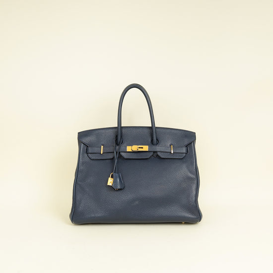 Hermes Bleu de Prusse Retourne Birkin 35 Bag