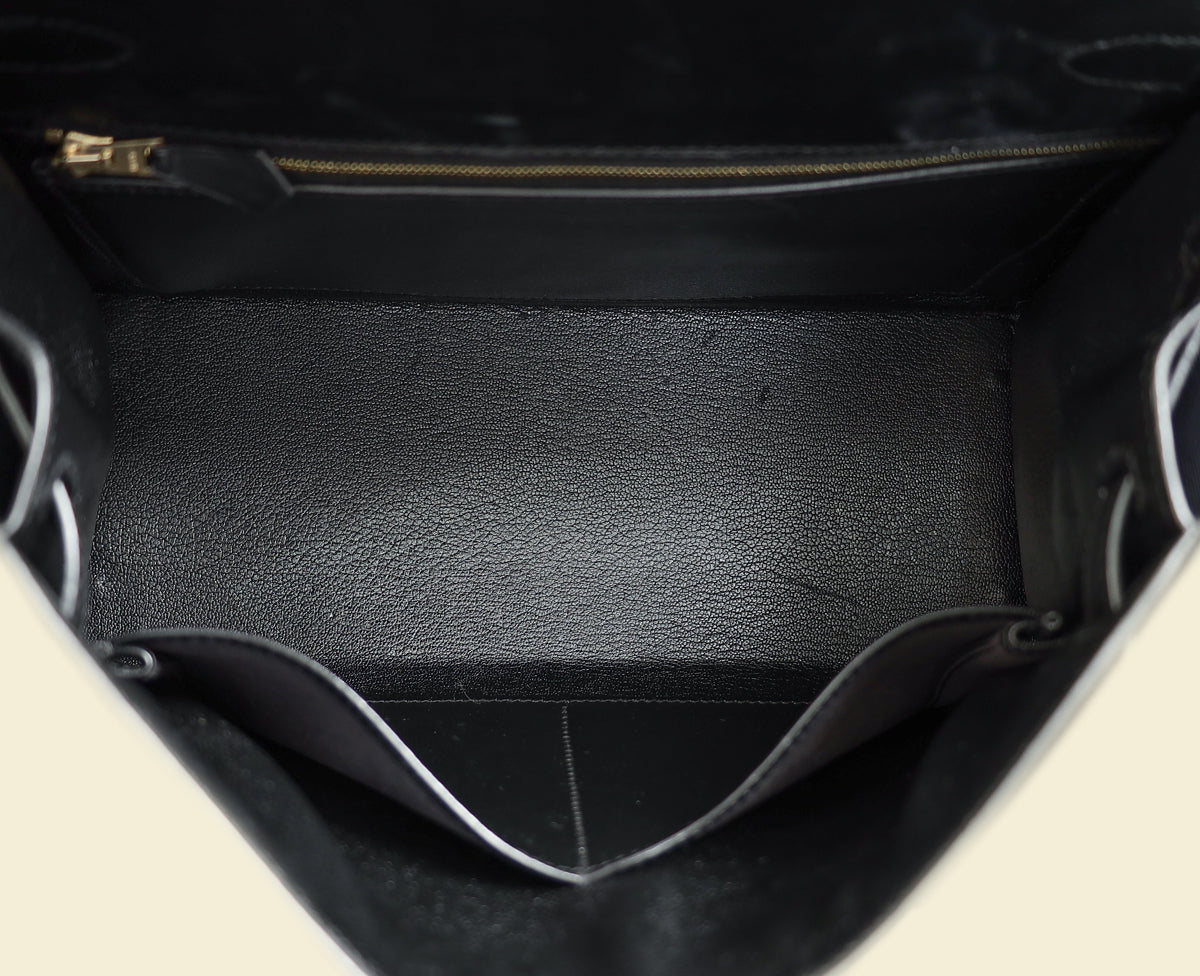 Hermes Noir Vintage Sellier Kelly 28 Bag