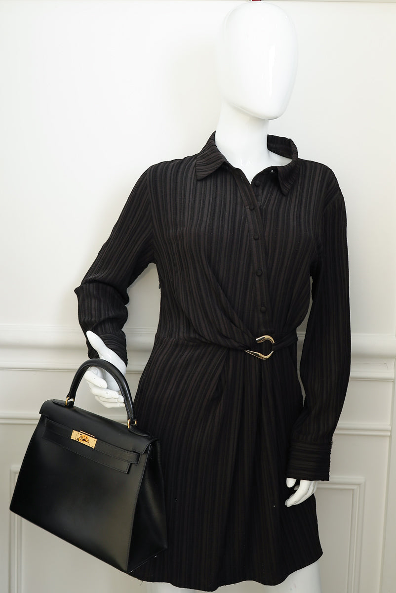 Hermes Noir Vintage Sellier Kelly 28 Bag