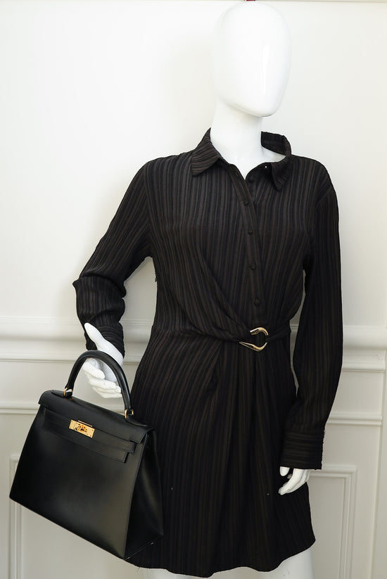 Hermes Noir Vintage Sellier Kelly 28 Bag