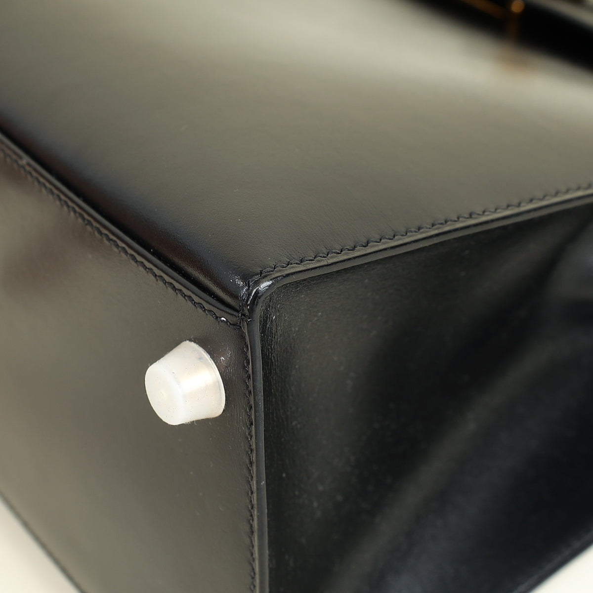 Hermes Noir Vintage Sellier Kelly 28 Bag