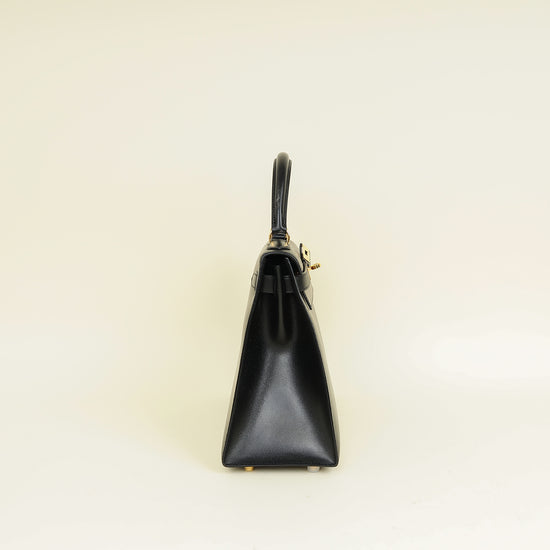 Hermes Noir Vintage Sellier Kelly 28 Bag