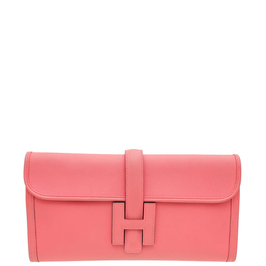 Hermes Rose Azalee Jige Elan 29 Clutch