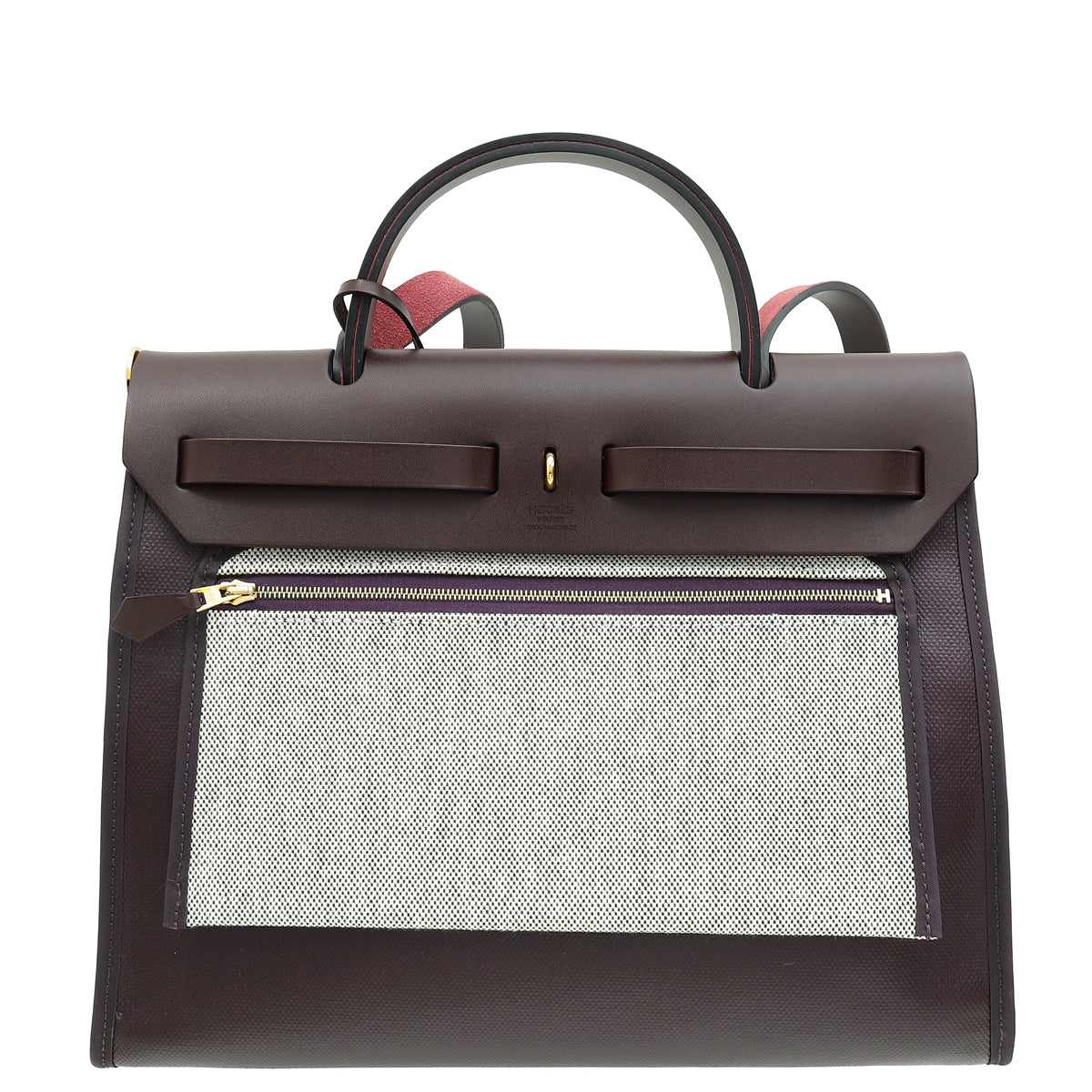 Hermes Tricolor Herbag Zip 31 Toile H Berline Vache Hunter Bag-Hermes-THE CLOSET