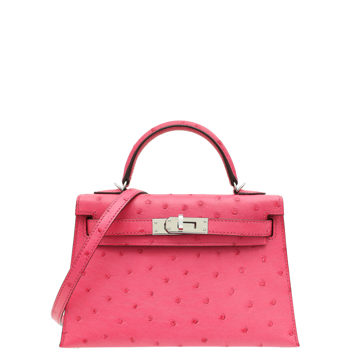 Hermes Rose Ostrich Tyrine Mini Kelly Bag-Hermes-THE CLOSET