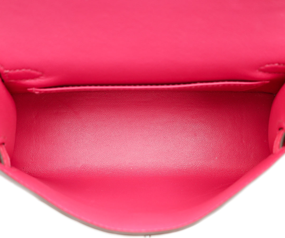 Hermes Rose Ostrich Tyrine Mini Kelly Bag