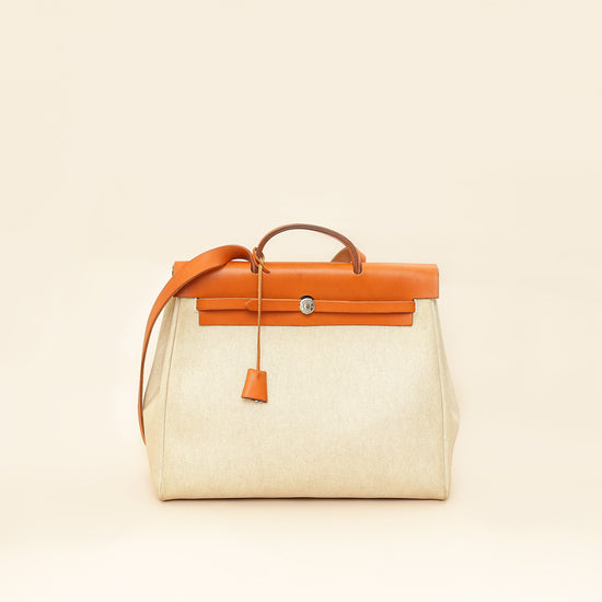 Hermes Natuel Vintage 2-in-1 Herbag MM 39 Toile Vache Bag
