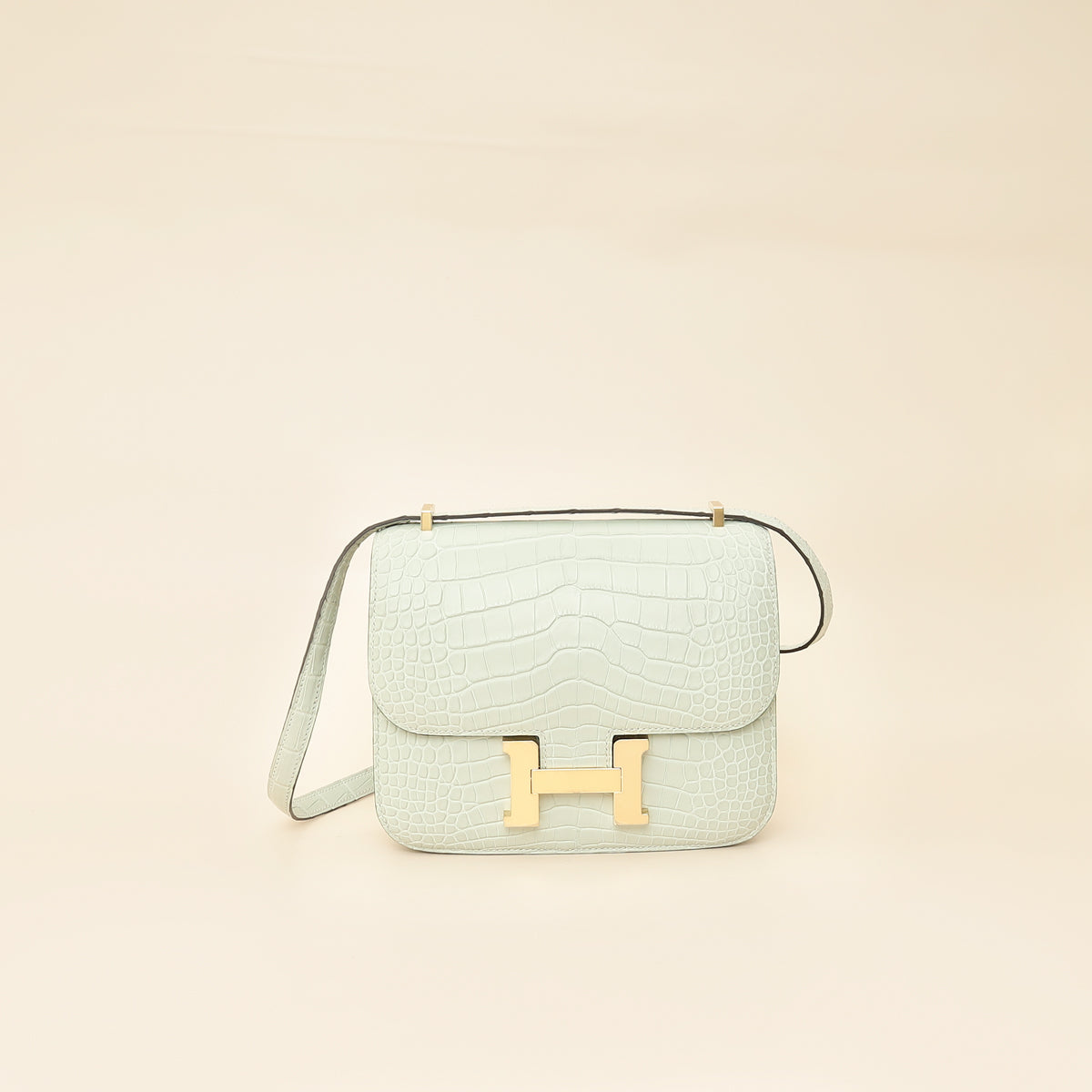 Hermes Gris Neve Matte Alligator Constance III Mini 18 Mississippiensis Bag-Hermes-THE CLOSET