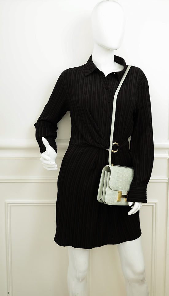 Hermes Gris Neve Matte Alligator Constance III Mini 18 Mississippiensis Bag-Hermes-THE CLOSET