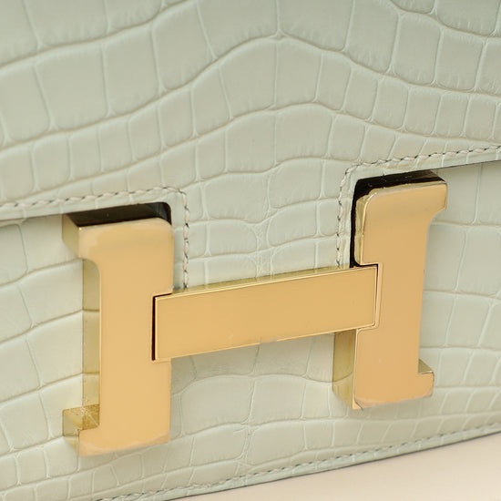 Hermes Gris Neve Matte Alligator Constance III Mini 18 Mississippiensis Bag-Hermes-THE CLOSET