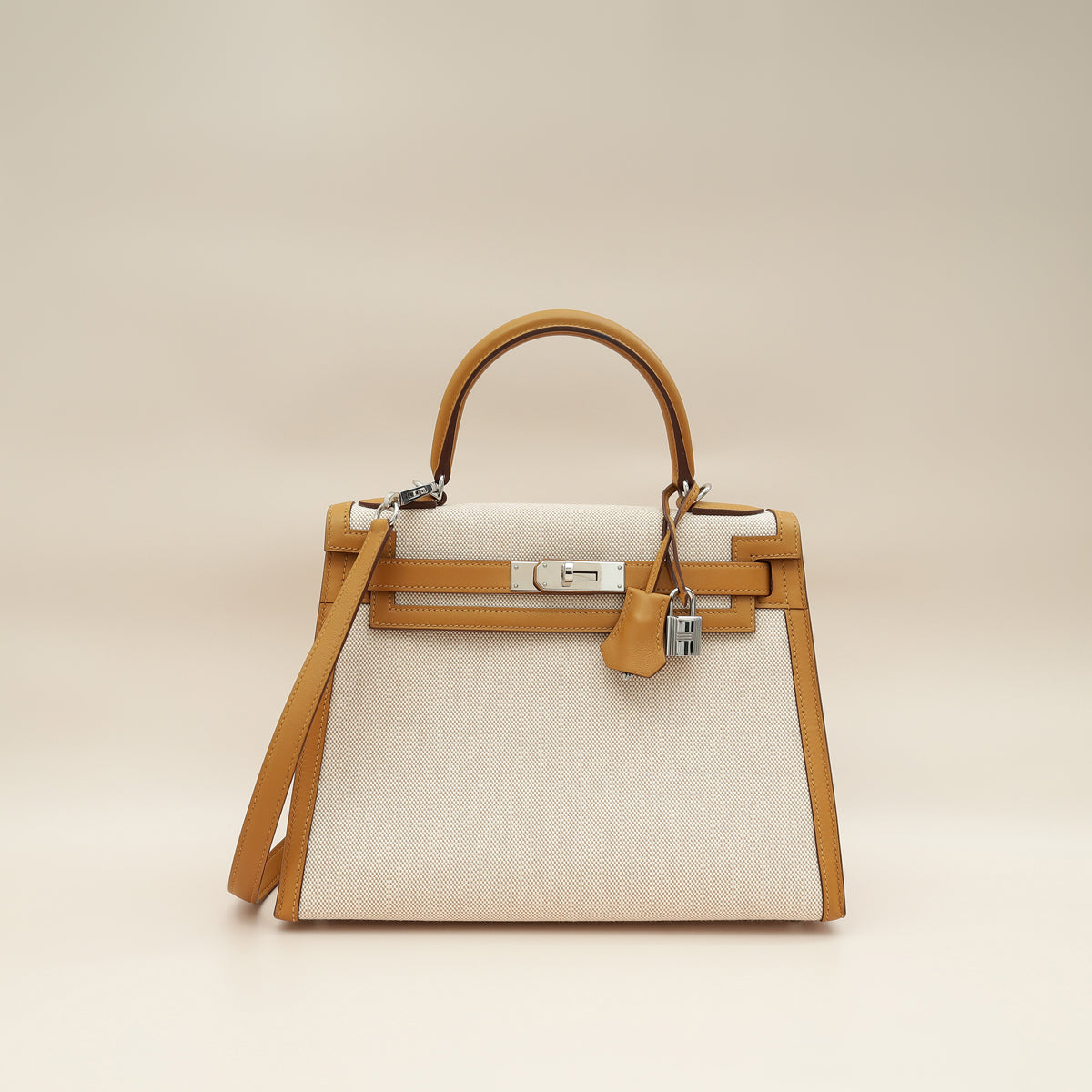 Hermes Bicolor Toile H Swift Kelly Sellier 28 Bag-Hermes-THE CLOSET