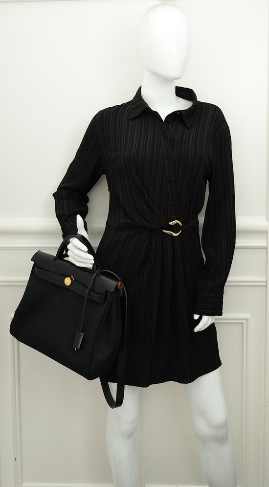 Load image into Gallery viewer, Hermes Noir Herbag Zip 31 Retourne Vache Hunter PM Bag-Hermes-THE CLOSET
