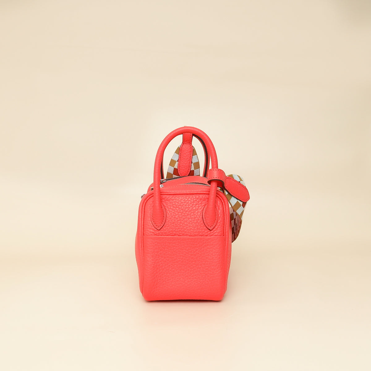 Hermes Rose Texas Lindy Mini Bag W/ Sangle Maxi Quadrille Strap-Hermes-THE CLOSET