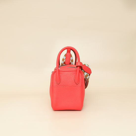 Hermes Rose Texas Lindy Mini Bag W/ Sangle Maxi Quadrille Strap-Hermes-THE CLOSET