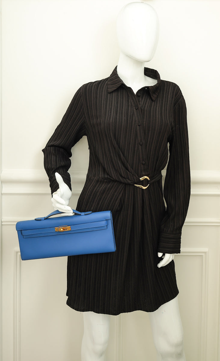 Hermes Bleu Izmir Kelly Cut Clutch-Hermes-THE CLOSET