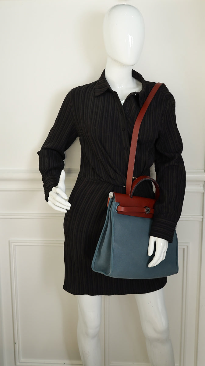 Hermes Bicolor Herbag Zip 31 Sellier Toile Vache Hunter Bag