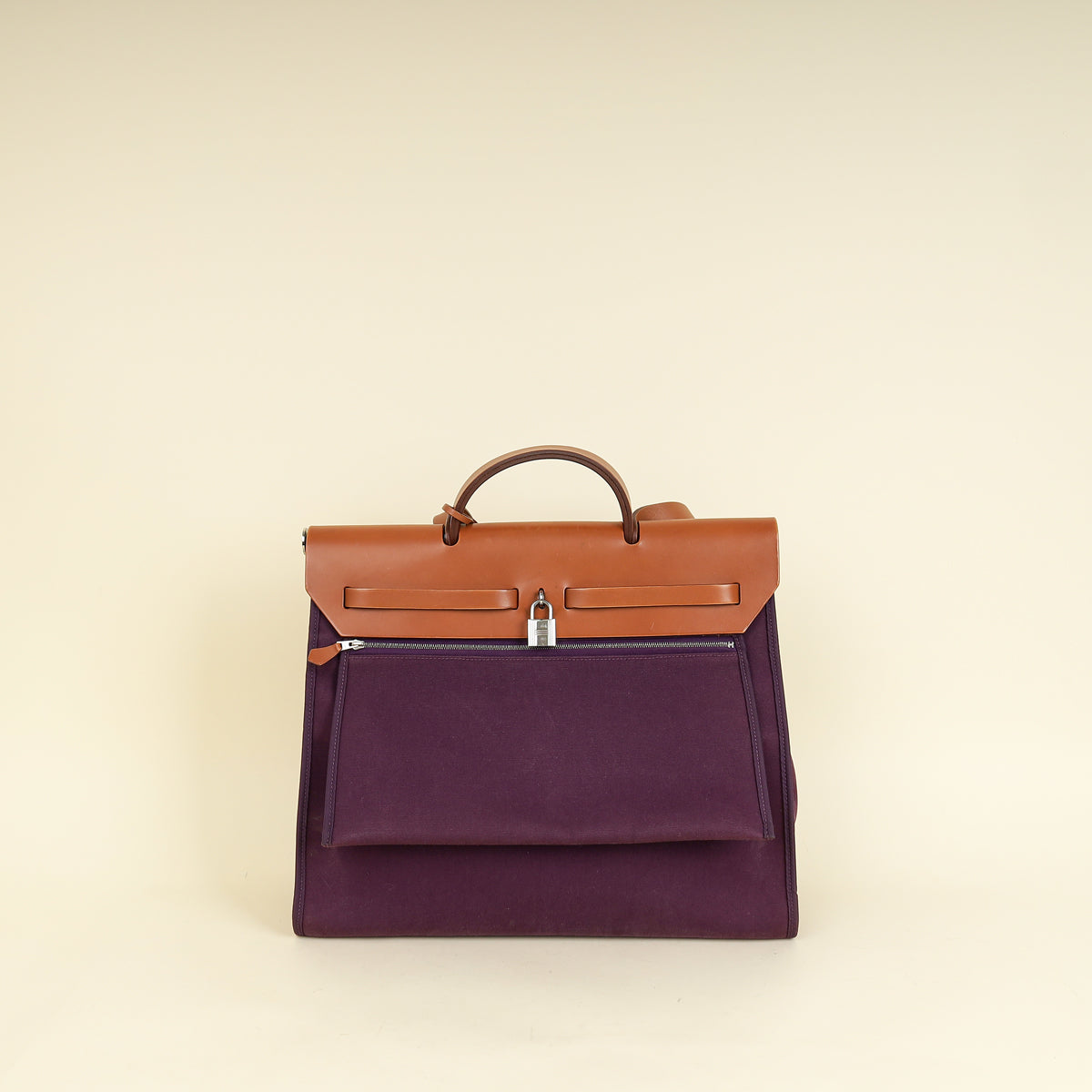 Hermes Bicolor Vache Hunter Toile Sellier Herbag GM Bag-Hermes-THE CLOSET