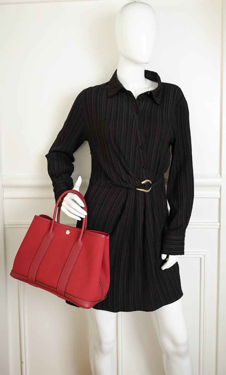 Hermes Rouge H Garden Party TPM 30 Bag
