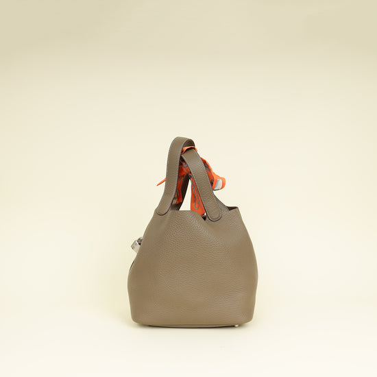 Hermes Etoupe Picotin Lock 22 Bag W/ Twily