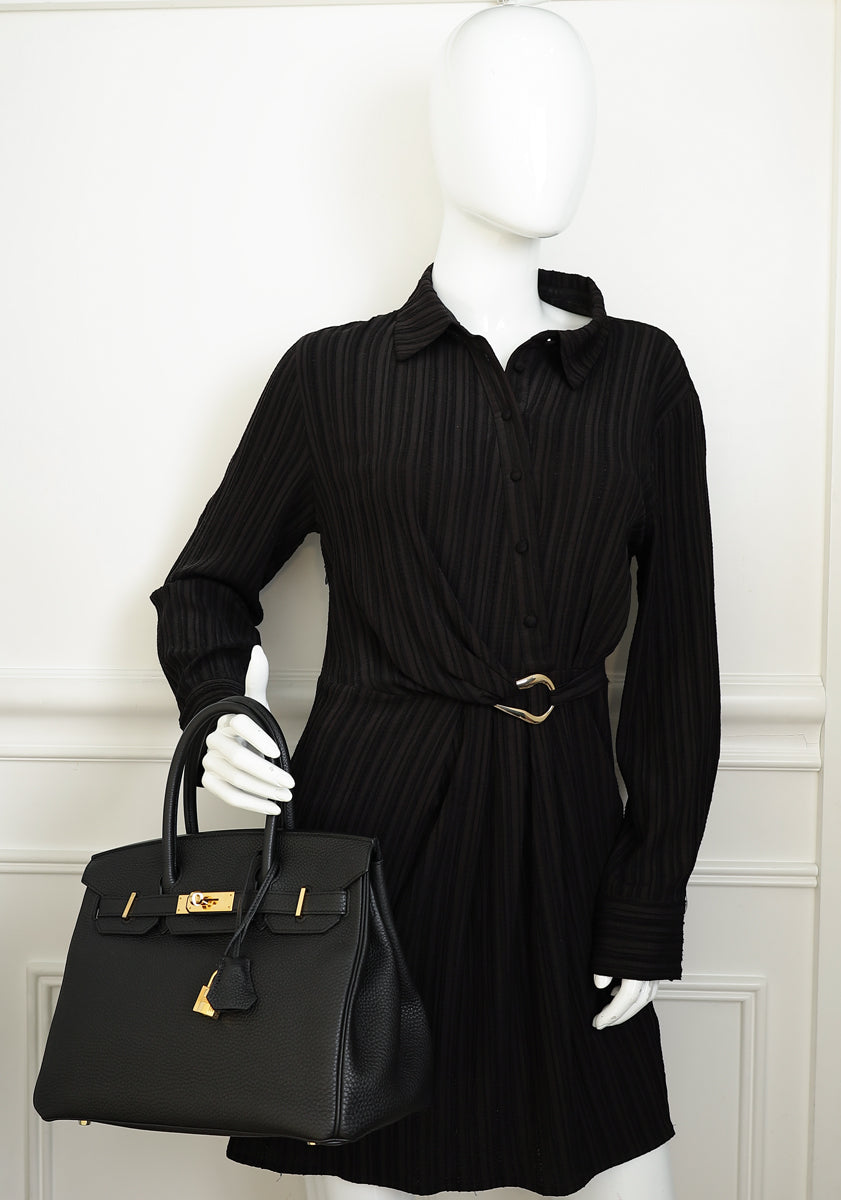 Hermes Noir Retourne Birkin 30 Bag