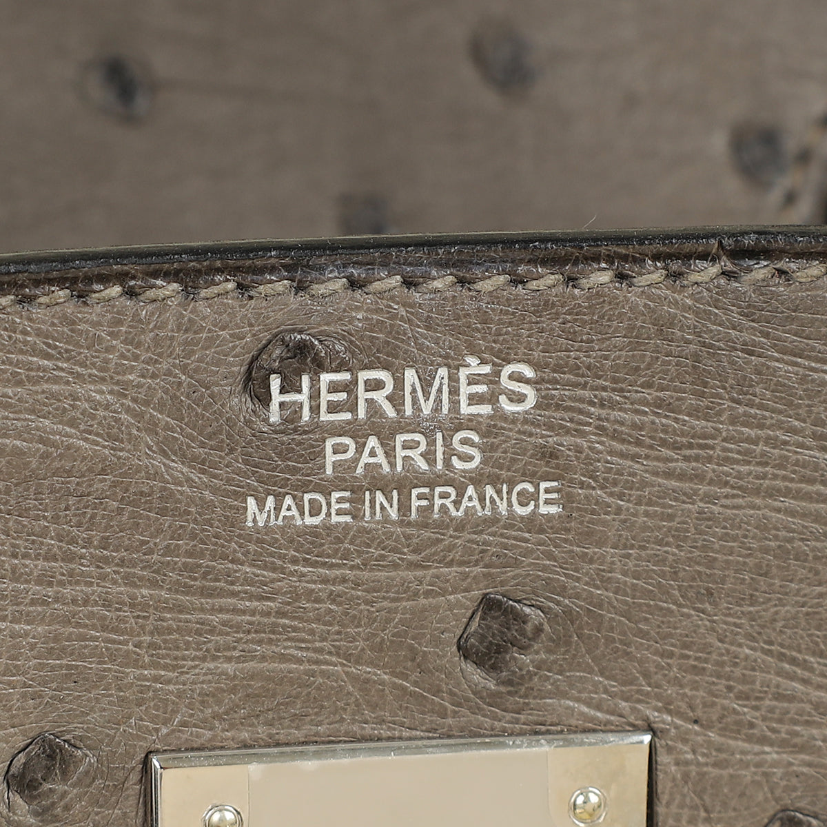 Hermes Gris Agate Ostrich Verso Birkin 30 Bag