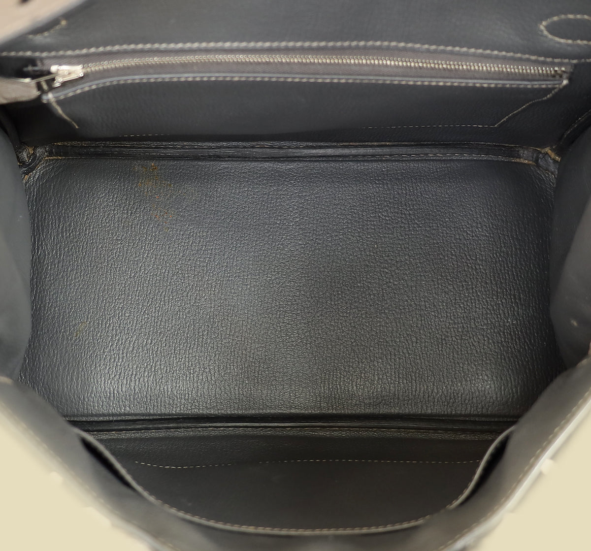 Hermes Gris Agate Ostrich Verso Birkin 30 Bag