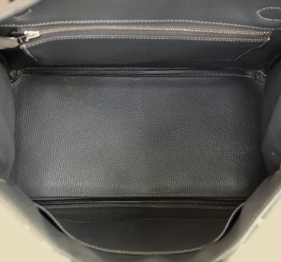 Hermes Gris Agate Ostrich Verso Birkin 30 Bag