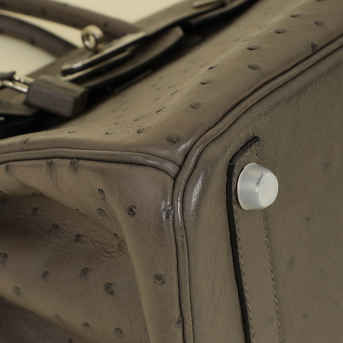 Hermes Gris Agate Ostrich Verso Birkin 30 Bag