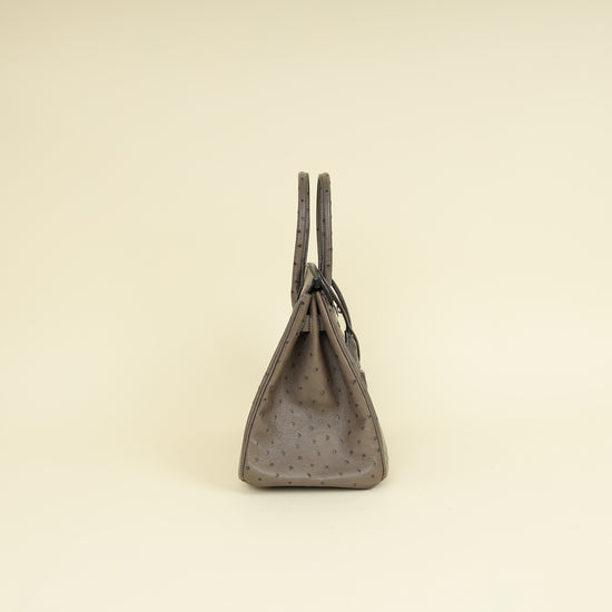 Hermes Gris Agate Ostrich Verso Birkin 30 Bag