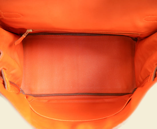 Hermes Orange Shiny Crocodile Porosus Birkin 35 Bag