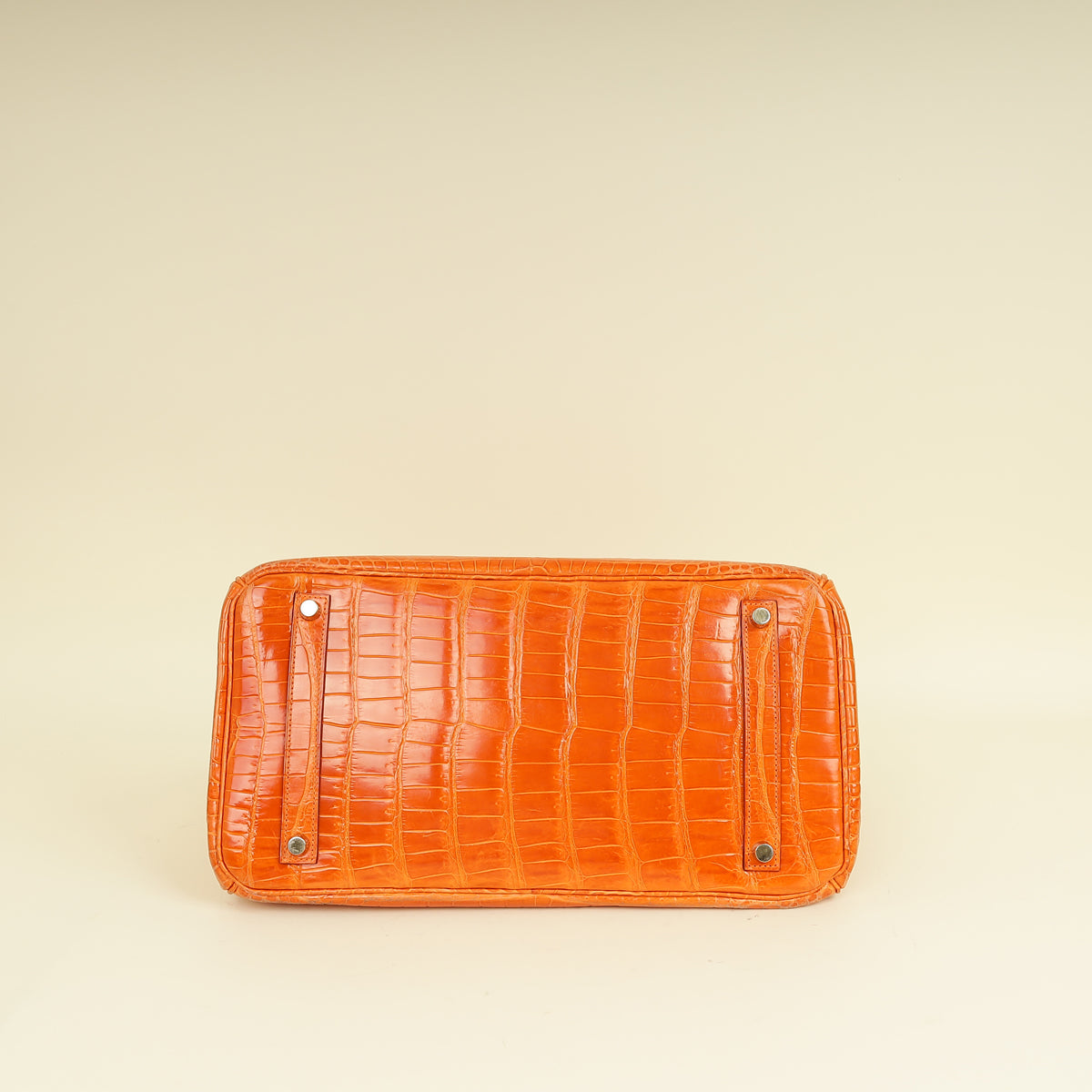 Hermes Orange Shiny Crocodile Porosus Birkin 35 Bag