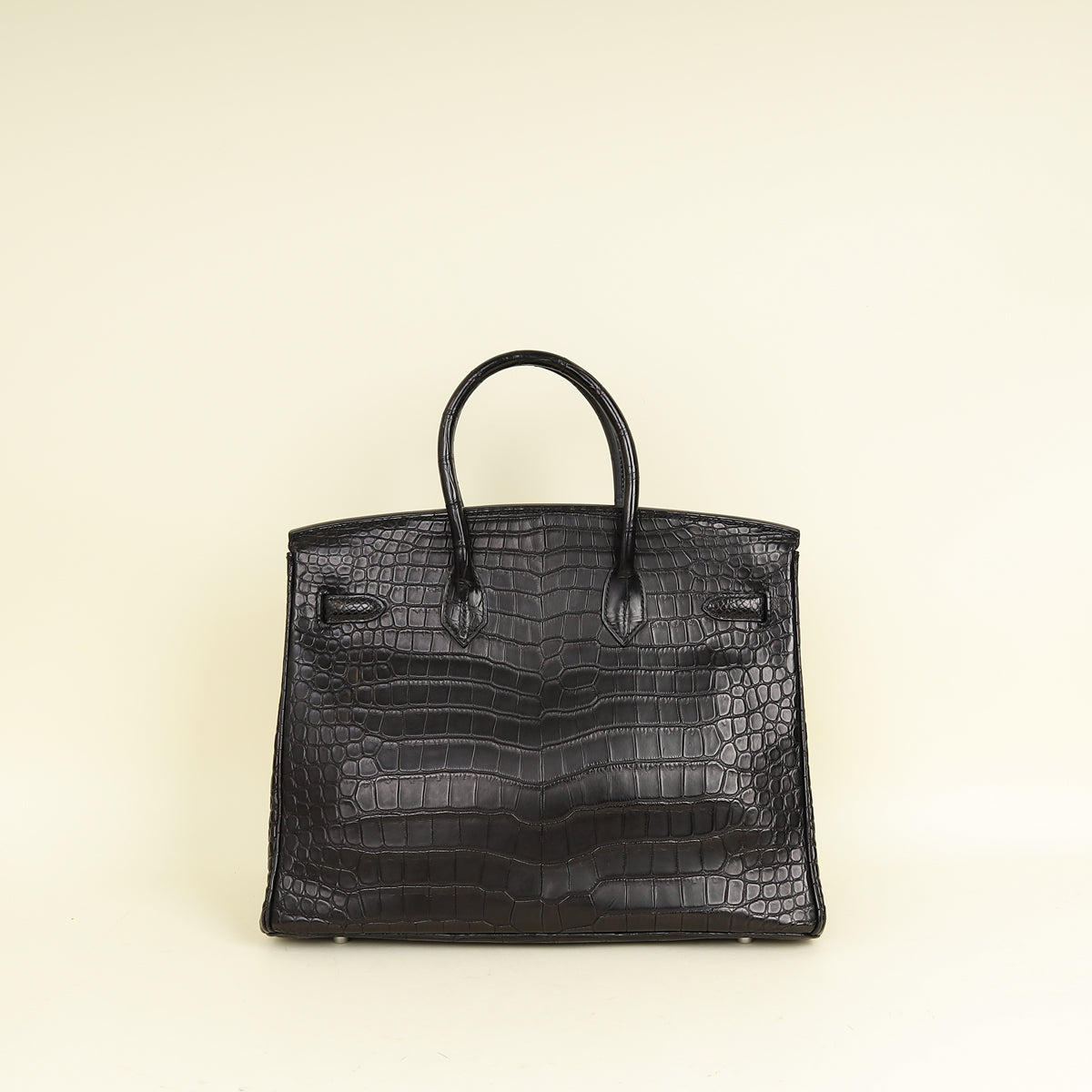 Hermes Noir Matte Porosus Crocodile Birkin 35 Bag