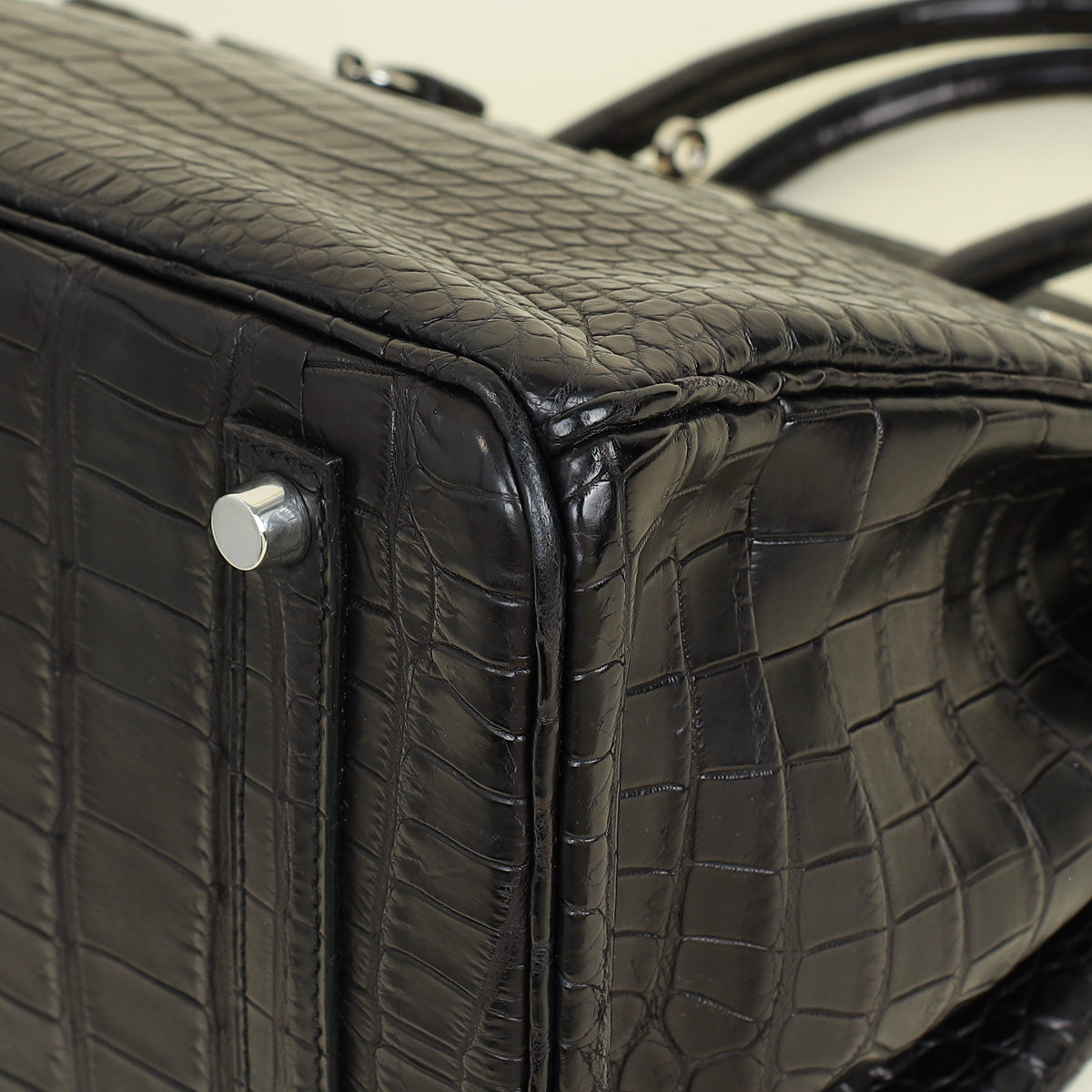 Hermes Noir Matte Porosus Crocodile Birkin 35 Bag